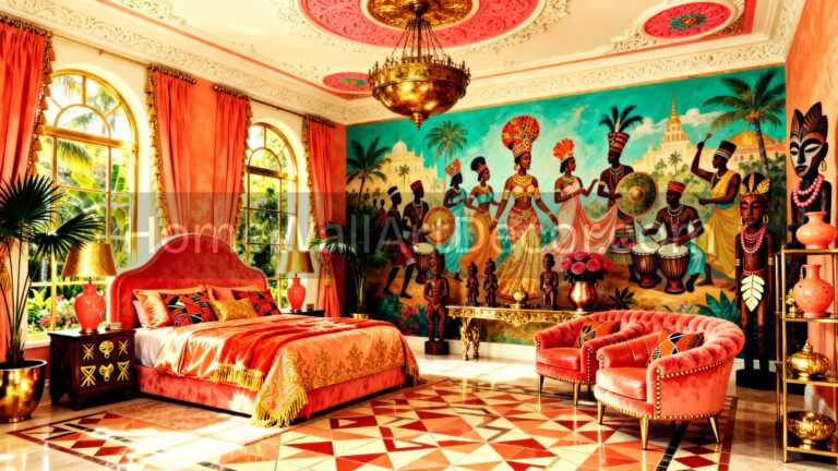 Orange and Teal Luxurous Afro-Bohemian Bedroom - Bright Blue Gold and Orange Playful Afrohemian Bedroom - Bold Blue Romantic Dark Moody Afrohemian Bedroom - Afrohemian Interi