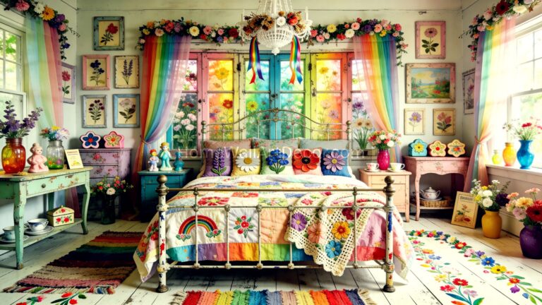 Rainbow Garden Whimsy Floral Bedroom Decor Inspiration