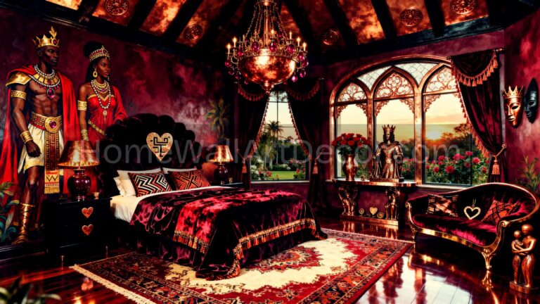 Romantic Dark Moody Afrohemian Bedroom - Bold Romantic Afrohemian Interior Design
