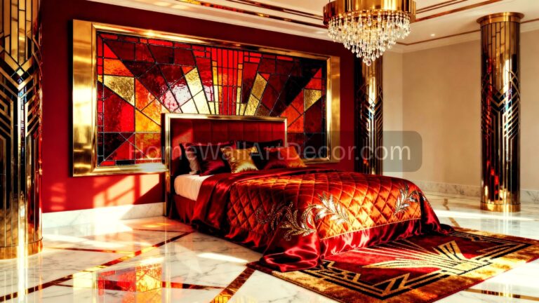 Royal Red Luxurious Deep Red and Gold Neo Deco Bedroom Ideas