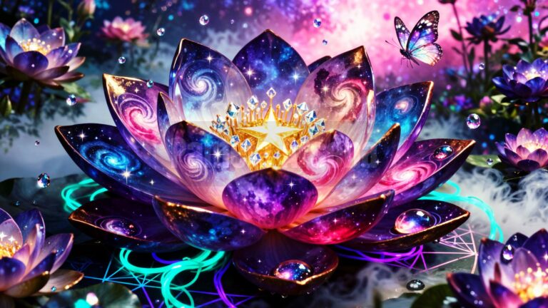 Dreamy Pink and Purple Lotus Flower Digital Floral Art Print