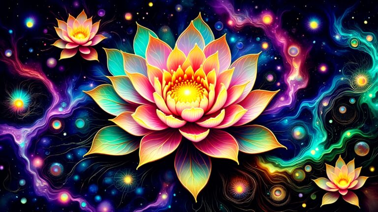 Bold Colorful Cosmic Printable Flower Wall Art - Digital Floral Wall Decor