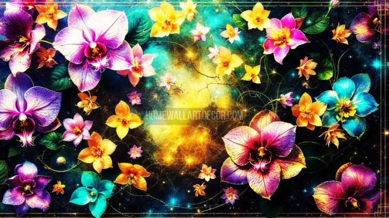 Bold Colorful Iridescent Flower Downloadable Wall Art