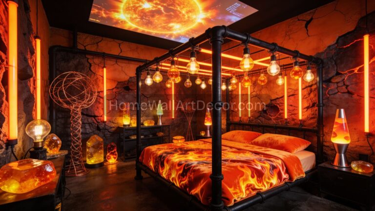 Burnt Orange Topaz Lava Realm - Interstellar Gateway Portal Maximalist Purple and Green Cosmic Alien Core Aesthetic Bedroom