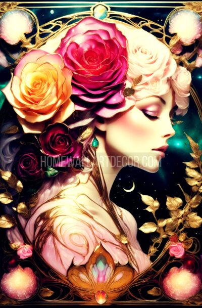 Divine Feminine Cosmic Floral Wall Art Downloads