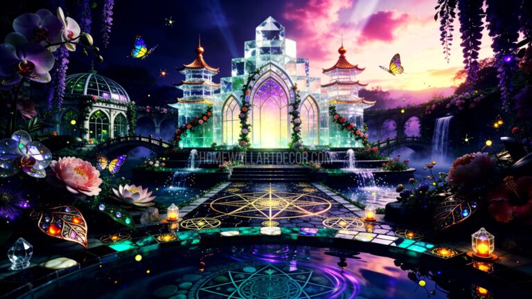 Enchanting Dark Mystical Flower Temple Garden - Cosmic Temple Florals (1)