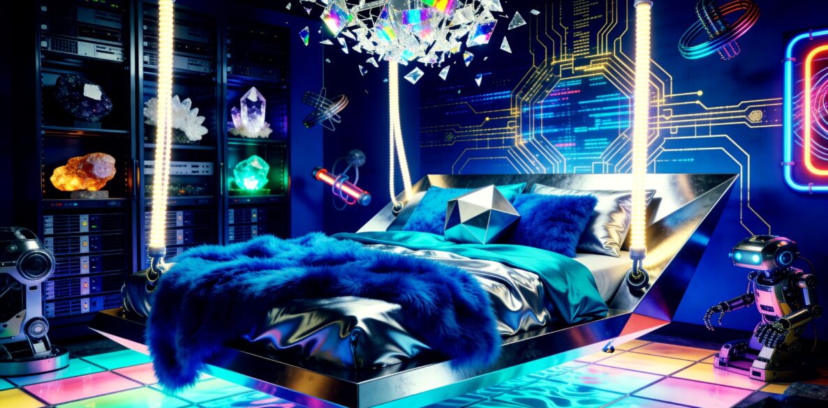 Futuristic Cosmic Blue Alien Core Aesthetic