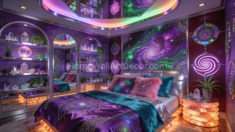 Luxurious Purple Cosmic Crystal Dream Alien Core Bedroom