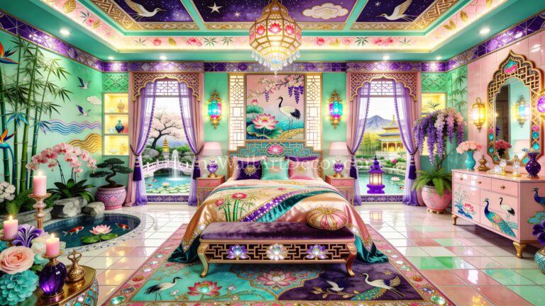 Pastel Dreamy Floral-themed European Maximalism Bedroom Decor Idea