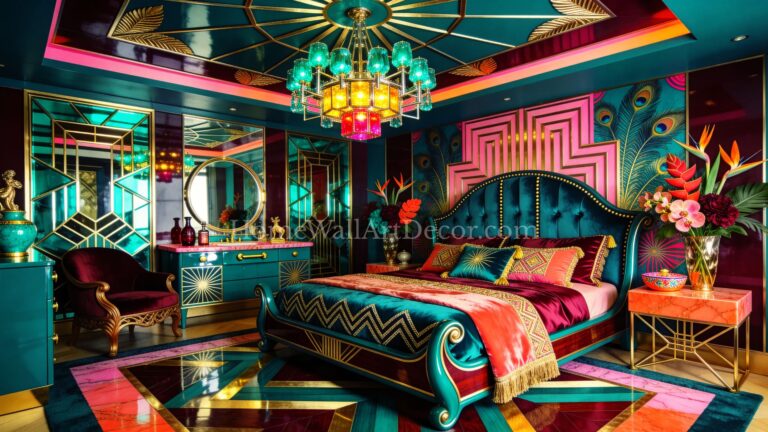 Teal blue and pink Luxurious European Maximalism Interior Design Idea
