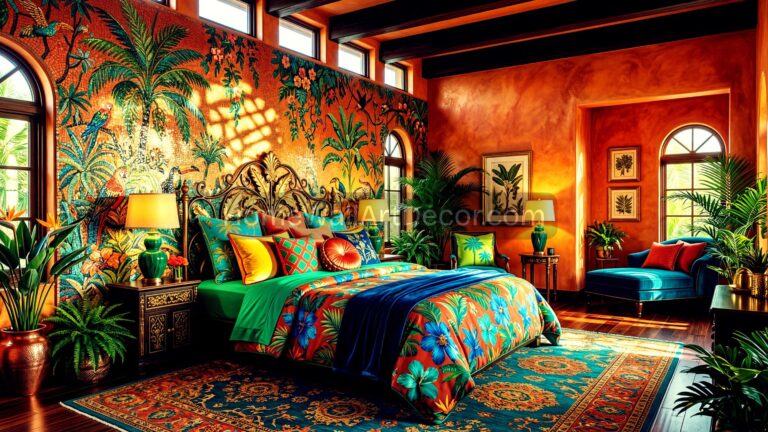Beautiful Terracotta Burnt Orange Luxurious Dream Caribbean Tropical Bedroom