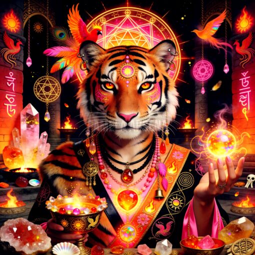 Bold Tiger Shamanic Guide - Printable Cat Art