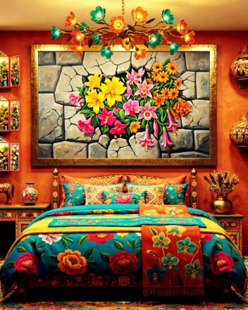 Bold Warm Floral Peruvian Bedroom Interior Design Ideas