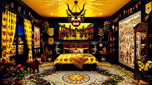 Dark Moody Floral Maximalist Luxurious Peruvian Bedroom Interior Design Ideas