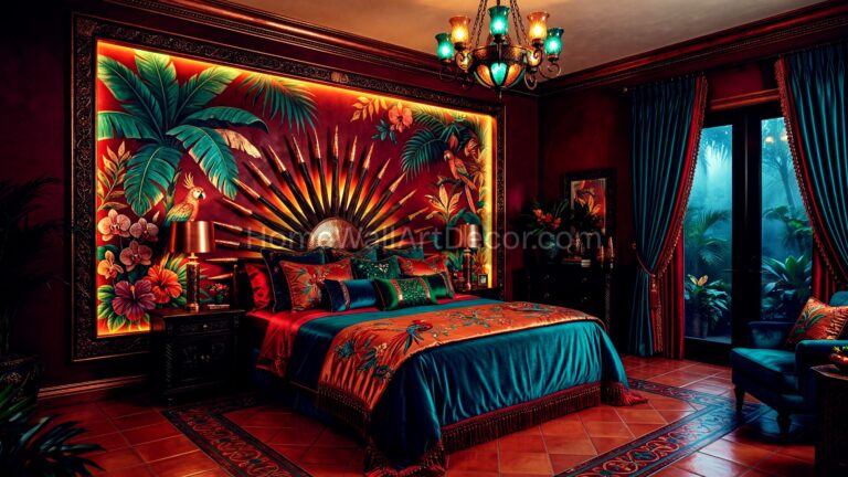 Romantic Dream Floral Maximalist Caribbean Tropical Bedroom