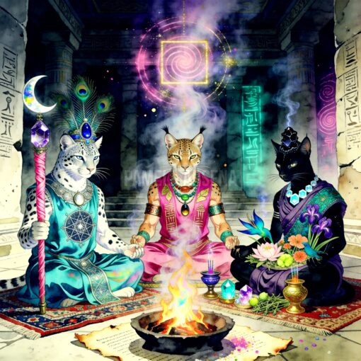 Sacred Printable Cat Art Cosmic, Mystical, and Fantasy Cat printable wall art