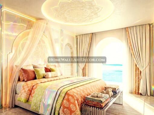 Beautiful Sacred Geometry White Indo-Futurism Interior Design
