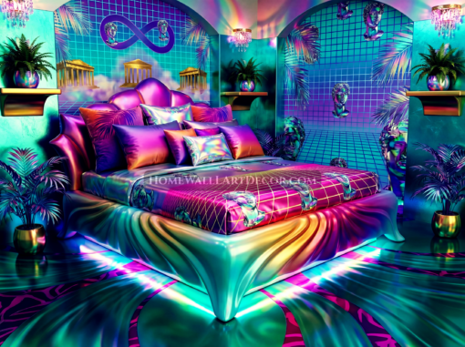 Blue Dream Infinity Iridescent Vaporwave bedroom Decor Idea