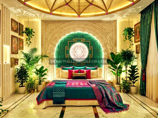 Cream Green and Teal Dream Indo-Futurism Interior Design