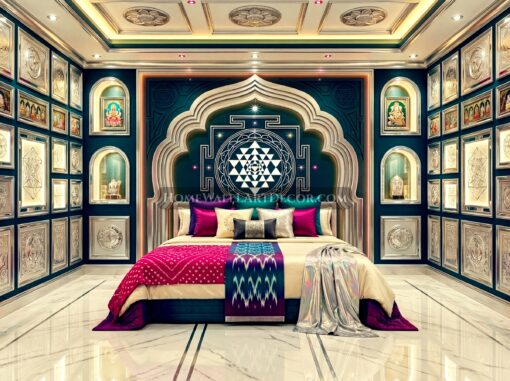 Dreamy White Pink and Teal Mandala Bright Colorful Energetic Indo-Futurism Interior Design