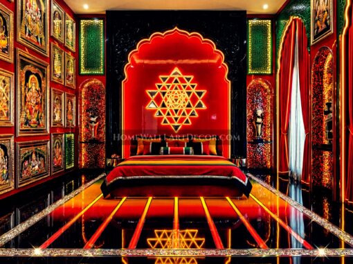 Luxurious Bold Red Indo-Futurism Interior Design