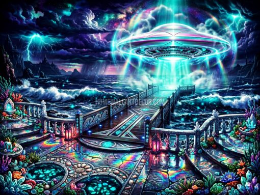 Mystical UFO Ocean Printable Wall Art - Stormy Ocean downloadable Wall Art