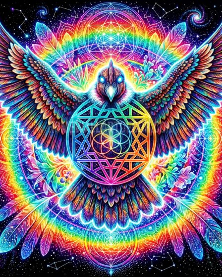Psychedelic Sacred Geometric Owl Printable Mystical Animal Wall Art