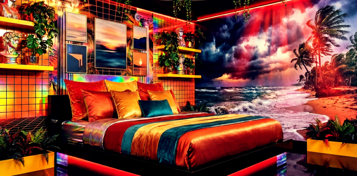 Warm Stormy Sunset Bold Bedroom a Vaporwave Room Decor Ideas