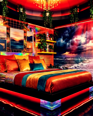Warm Stormy Sunset Bold Bedroom a Vaporwave Room Decor Ideas