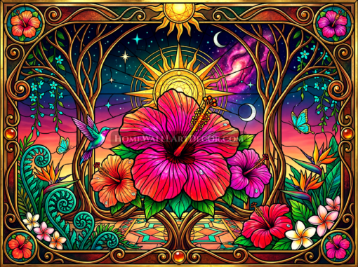 Botanical Stained Glass Print Beautiful Printable Stained Glass Wall Art