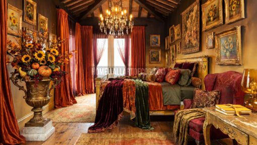 County Shabby Chic Farmhouse Sunflower Fall Maximalist Bedroom Decor Ideas