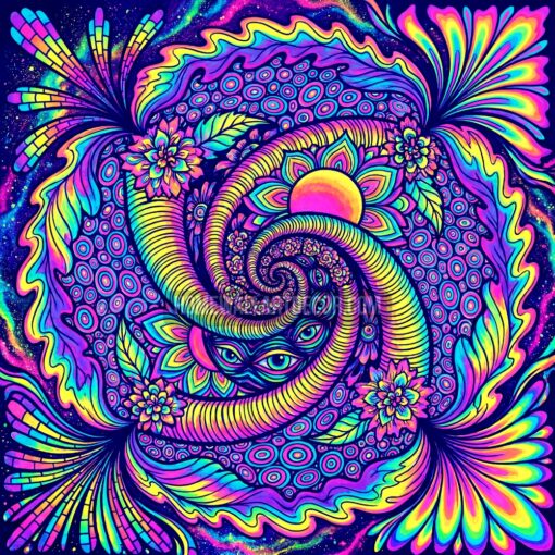 Hypnotic Purple Psychedelic Printable Sacred Geometry Mandala Art