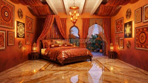 Luxurious Burnt Orange Fall Maximalist Bedroom