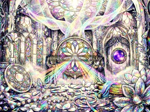 Printable Stained Glass Wall Art - Divine Temple Heaven Stained Glass Wall Art