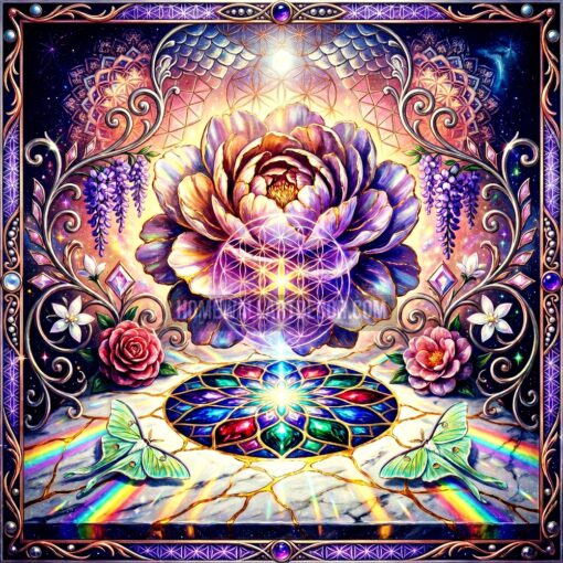 Psychedelic Flower of Life Rose Printable Sacred Geometry Mandala Art
