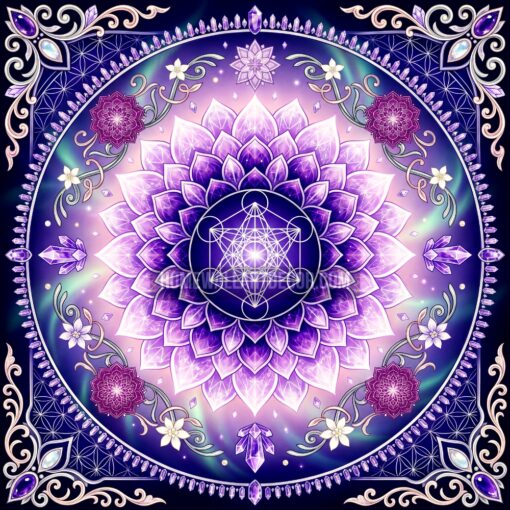 Purple Hypnotic Spiritual Printable Sacred Geometry Mandala Art
