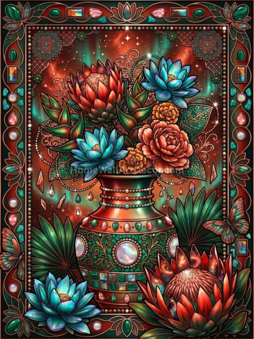 Stained Glass Floral Vase Art The Still Life Botanicals
