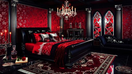 Vampiric Velvet Boudoir Red and Black Moody Romantic Gothic Bedroom