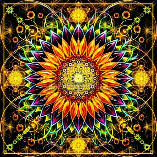 Vibrant Floral Mandala Sunflower Mandala Printable Sacred Geometry Mandala Art (3)
