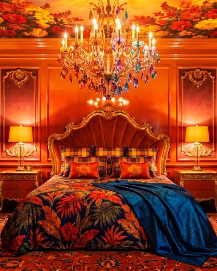 Bold Burnt Orange Ombre Fall Rococo Interior Design Idea