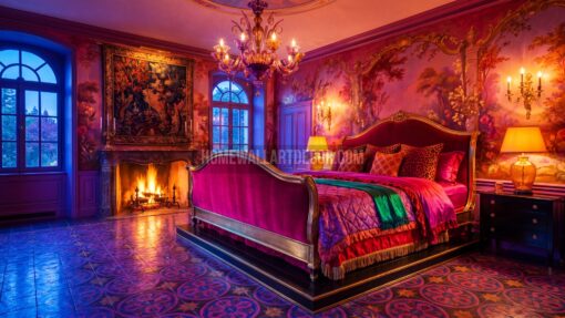 Bold Enchanting Pink Warm Fall Rococo Interior Design Idea