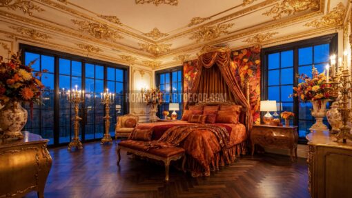 Cozy Cream and Pumpkin Orange Fall Rococo Interior Design Idea