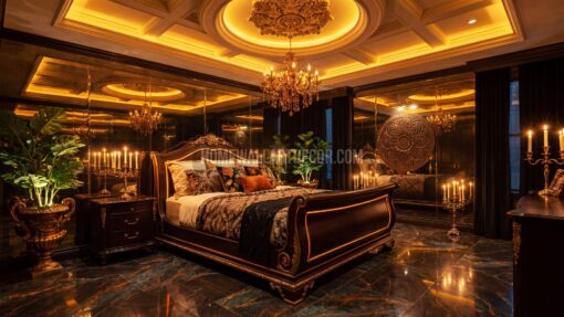 Dark Romantic Moody Candlelit Rococo Fall Bedroom Decor Idea