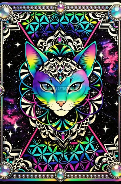 Enchanting Cosmic Cat Wall Art Digital Download thumbnail (1)