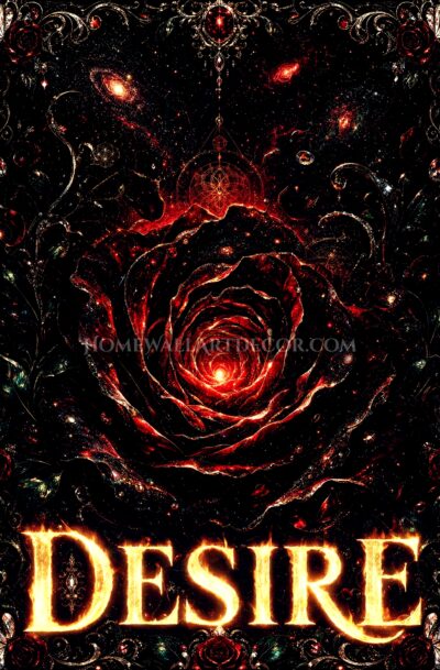 Haunting Cosmic Rose Tarot Art | Desire | Digital Download - Haunting baroque cosmic rose tarot desire dark fantasy digital art download