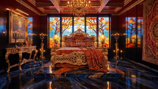 Luxurious Dream Stained Glass Fall Rococo Interior Design Idea