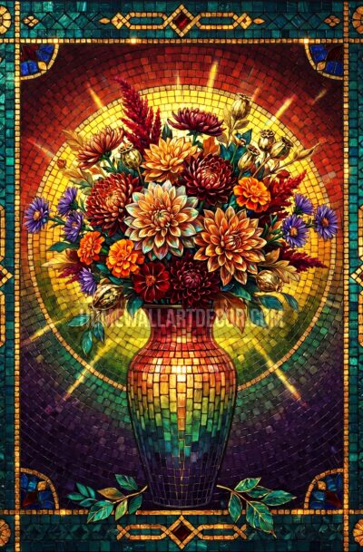 Enchanting Mosaic Floral Wall Art Digital Download Thumbnail
