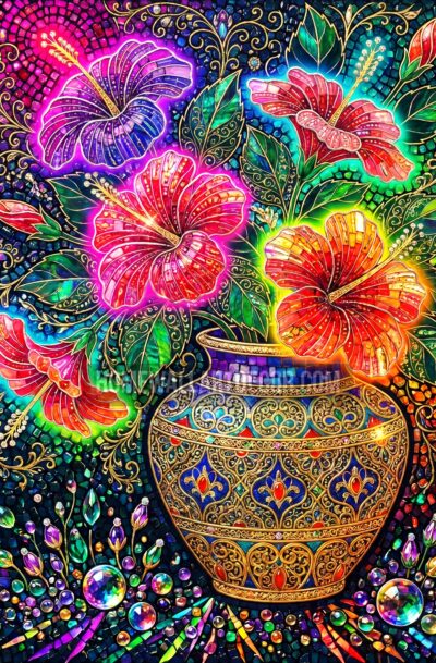 Enchanting Psychedelic Hibiscus Wall Art Digital Download